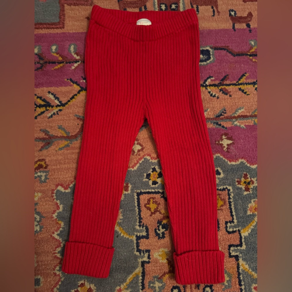 Hanna Andersson Red Ribbed Kids Leggings